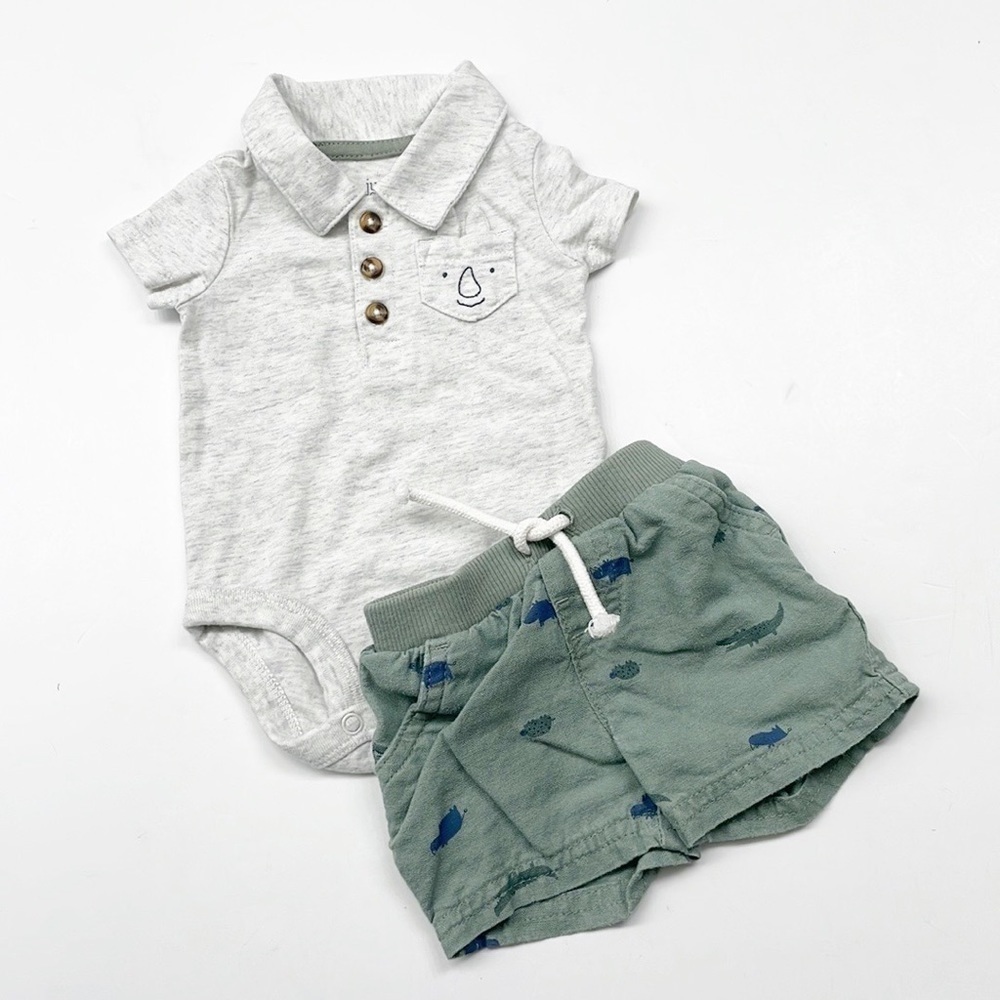 Carter's rhino print baby outfit